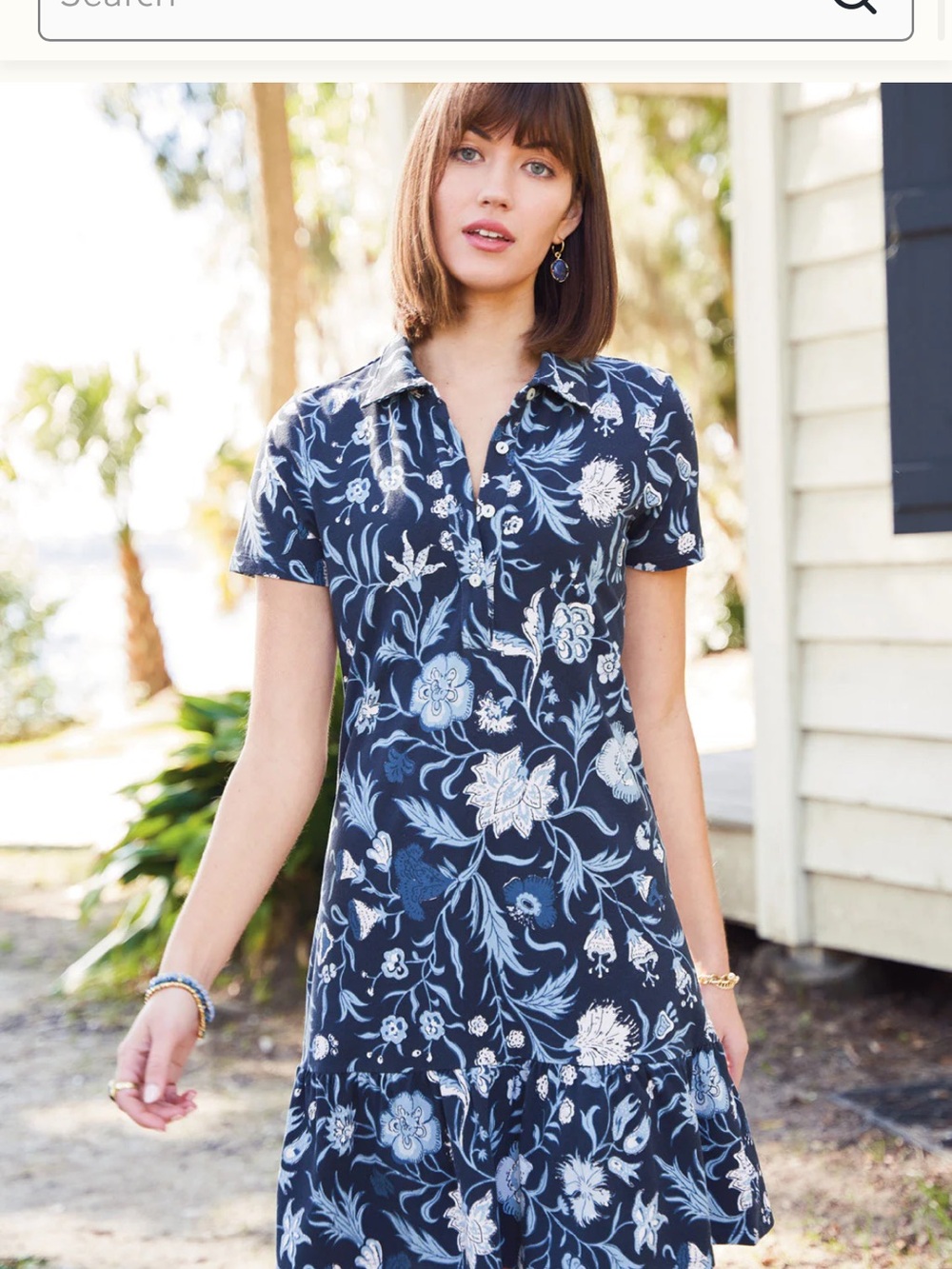 Joelle Polo Dress Navy Hamilton Floral Block Spartina 449 Navy Floral Midi Dress